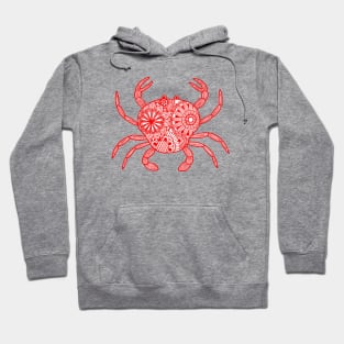 Mandala Crab (red and white) Hoodie